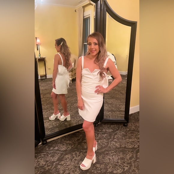 AQUA Exclusive Bow Back Mini Dress - Picture 5 of 5